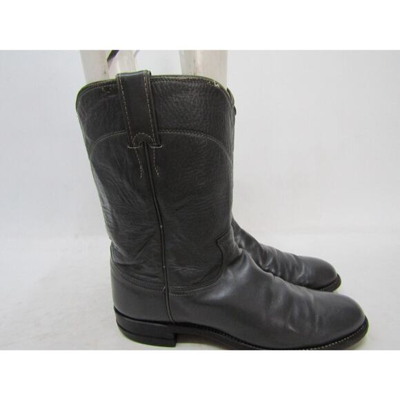 Justin Mens Sz 9 A Narrow Width Roper Gray Leather Roper Cowboy Western Boots main image 9